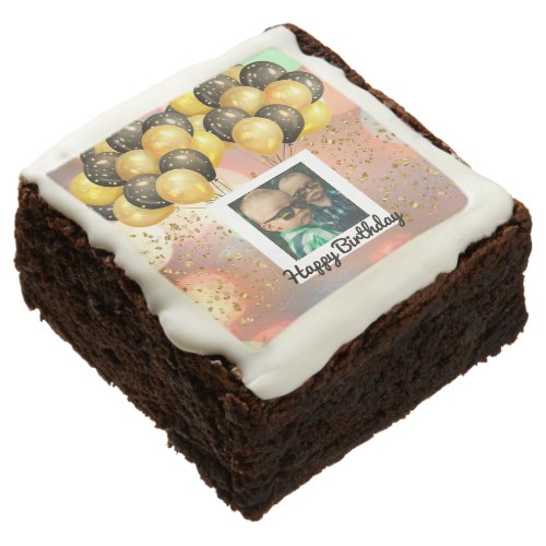 Simple Happy Birthday Add Photo Text Personalized  Brownie