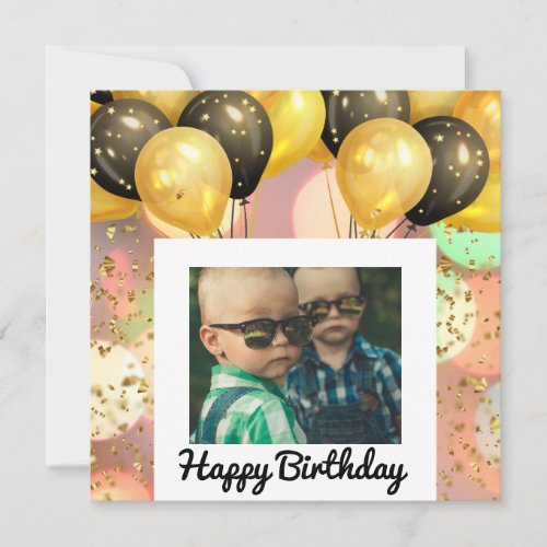Simple Happy Birthday Add Photo Text Personalized  Card