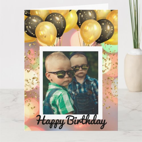 Simple Happy Birthday Add Photo Text Personalized  Card