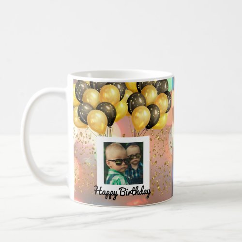 Simple Happy Birthday Add Photo Text Personalized  Coffee Mug