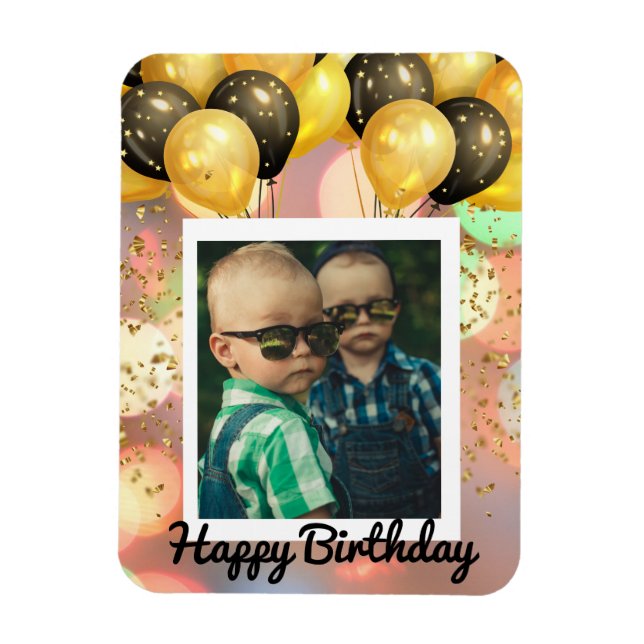 Simple Happy Birthday Add Photo Text Personalized  Magnet (Vertical)
