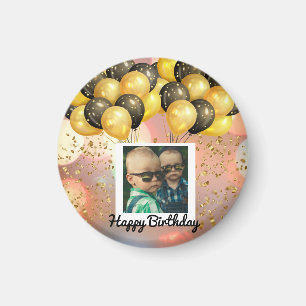 Simple Happy Birthday Add Photo Text Personalized Magnet