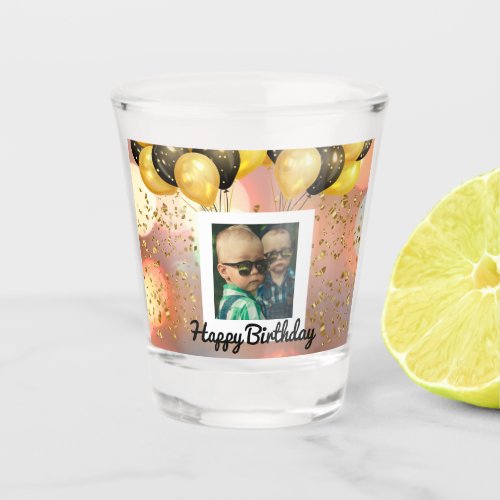 Simple Happy Birthday Add Photo Text Personalized  Shot Glass