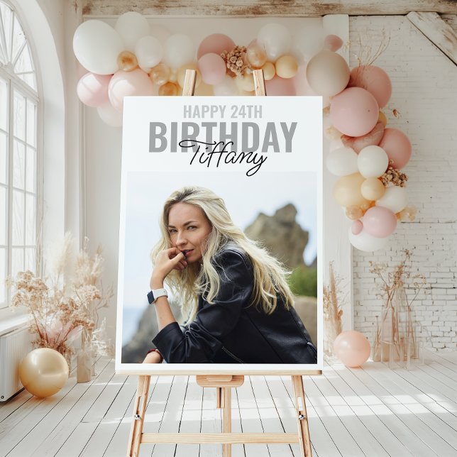 Simple Happy Birthday Anniversary Photo Foam Board (Celebrate lasting memories with our delightful collage birthday sign, capturing special moments.)
