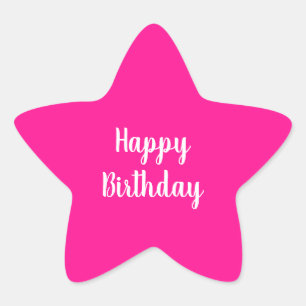 Simple Happy Birthday Hot Pink Star Sticker