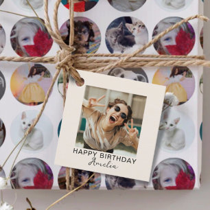Simple Happy Birthday One Photo Favor Tags