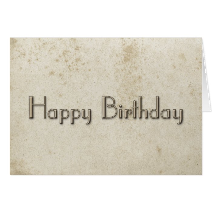 Simple Happy Birthday Vintage Stained Paper Greeting Card