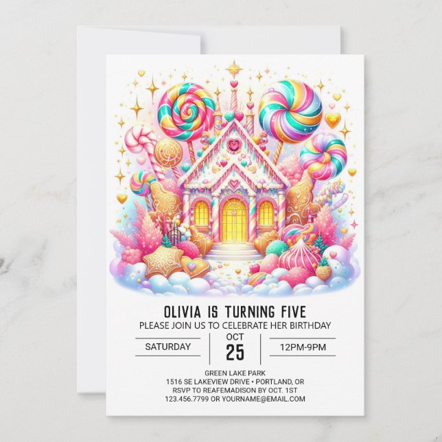 Simple Happy Candyland Digital Birthday Invitation (Front)