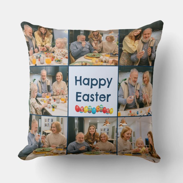 Simple Happy Easter Photo Throw Pillow (Front)