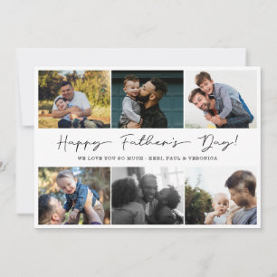 Simple Happy Fathers Day 6 Photo Collage Holiday Card