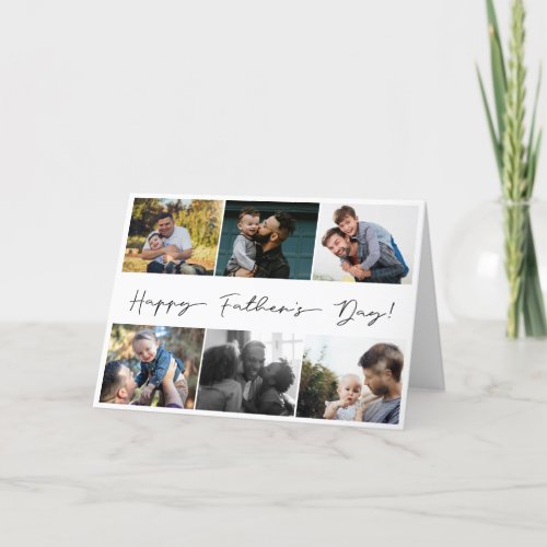Simple Happy Fathers Day 6 Photo Collage Holiday Card