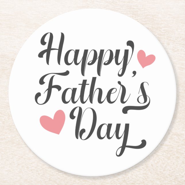 Simple Happy Father's Day Calligraphy | Coaster (Front)