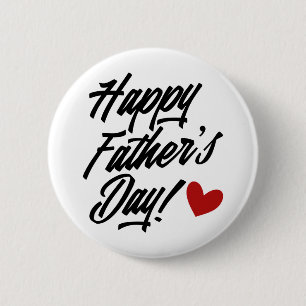 Simple Happy Father's Day Calligraphy   Pin Button