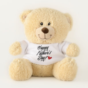 Simple Happy Father's Day Calligraphy Teddy Bear