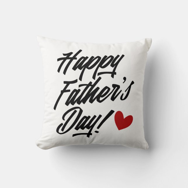 Simple Happy Father's Day Calligraphy Throw Pillow (Front)