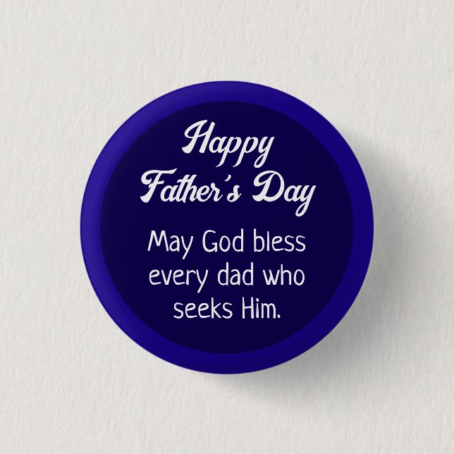 Simple Happy Father's Day Dad Prayer Dark Blue Button (Front)