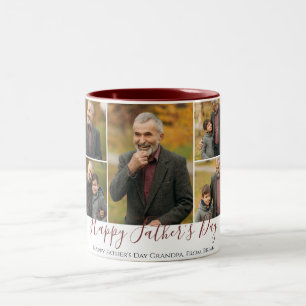 simple Happy Father's day, grandpa Five photo Two-Tone Coffee Mug