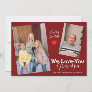 simple Happy Father's day, grandpa two photo   Holiday Card