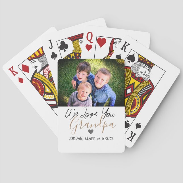 simple Happy Father's day, grandpa two photo   Poker Cards (Back)