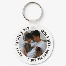 Simple Happy Father's Day Love You Daddy Photo Keychain
