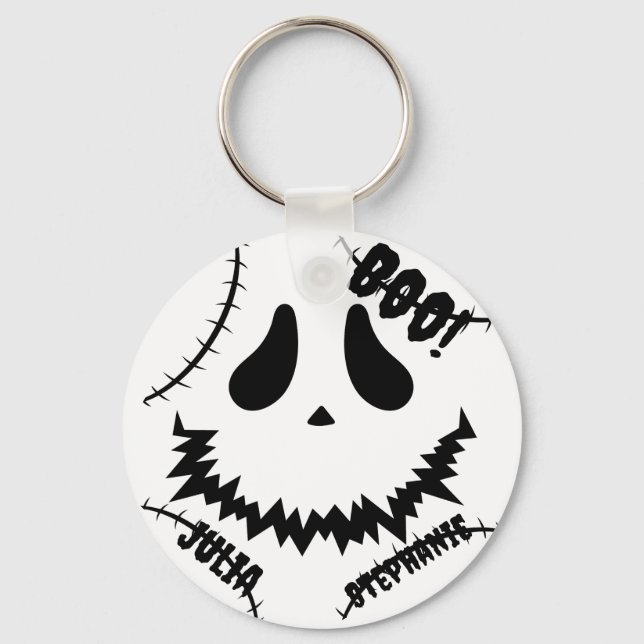 Simple Happy Halloween Boo family and friends Name Keychain (Front)