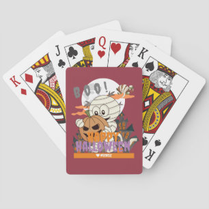 Simple Happy Halloween Mummy family and friends Poker Cards