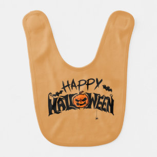 Simple Happy Halloween Pattern On Back Baby Bib