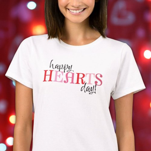 Simple Happy Hearts Day Pink Red Valentines Day  T_Shirt