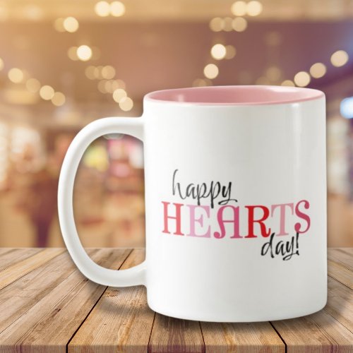 Simple Happy Hearts Day Pink Red Valentines Day Two_Tone Coffee Mug