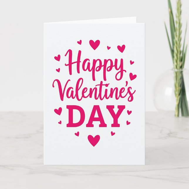 Simple Happy Hearts Valentine Card (Front)