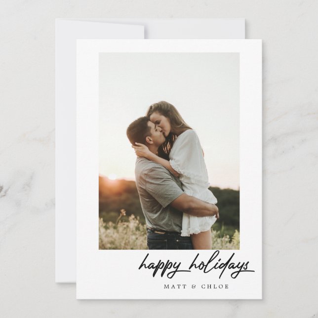 Simple Happy Holidays Christmas Photo Card (Front)