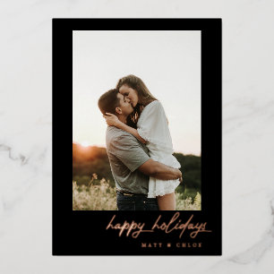 Simple Happy Holidays Christmas Photo Foil Holiday Card