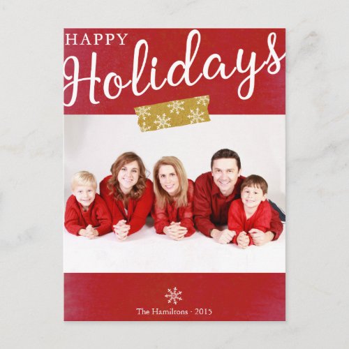 Simple Happy Holidays Christmas Photo Postcard