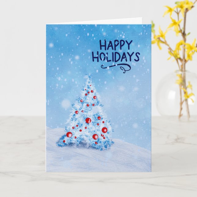 Simple Happy Holidays Greeting Christmas Card (Yellow Flower)