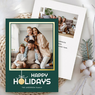 Simple Happy Holidays Photo Christmas Gold Foil Holiday Card