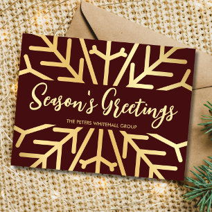 Simple Happy Holidays Snowflake Gold Business Postcard