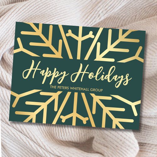 Simple Happy Holidays Snowflake Gold business Postcard