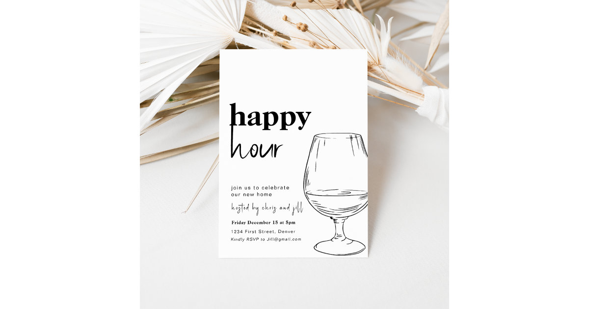 Simple Happy Hour House Party Invitation Zazzle