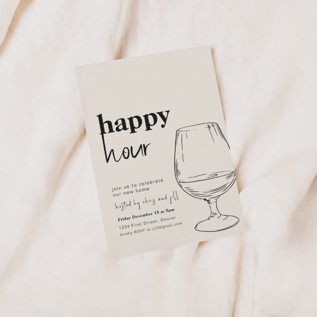 Simple Happy Hour House Party Invitation (Creator Uploaded)