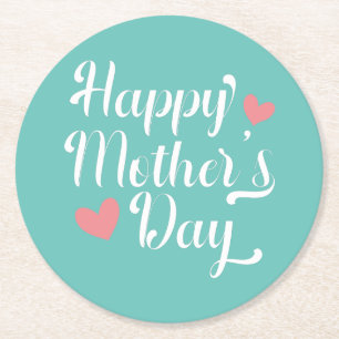 Simple Happy Mother's Day Calligraphy Coaster