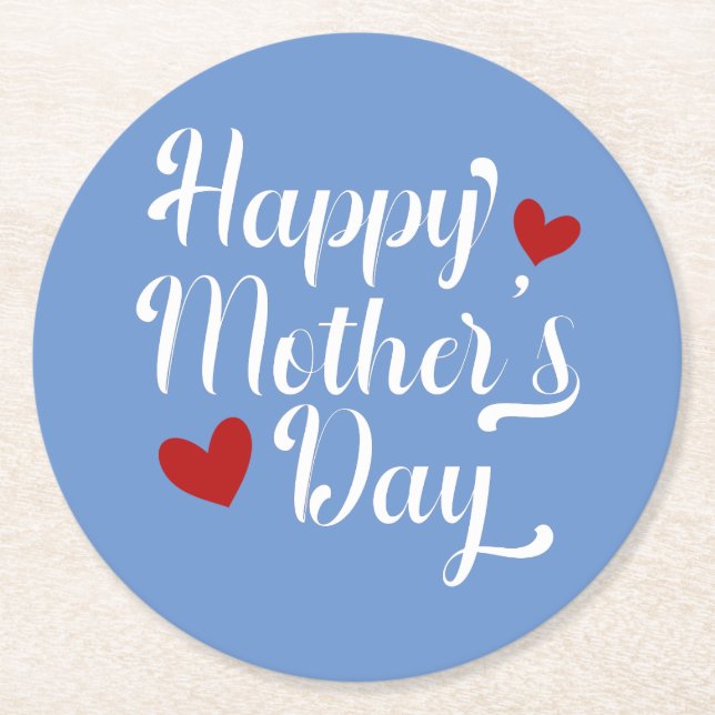 Simple Happy Mother's Day Calligraphy | Coaster (Front)