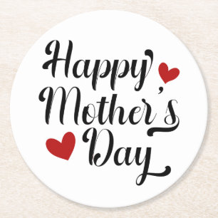 Simple Happy Mother's Day Calligraphy   Coaster