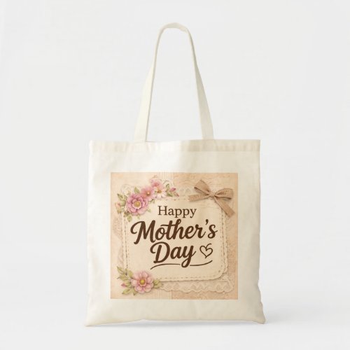 Simple Happy Mother's Day Calligraphy Floral | Tote Bag
