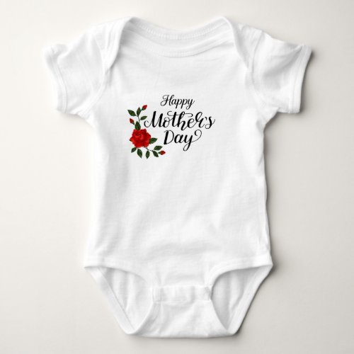 Simple Happy Mother's Day Floral Calligraphy |  Baby Bodysuit