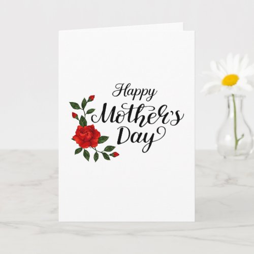 Simple Happy Mother's Day Floral Calligraphy |  Card