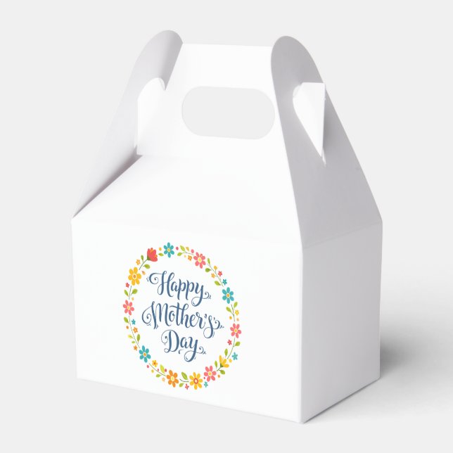 Simple Happy Mother's Day Floral Calligraphy |  Favor Boxes (Front Side)