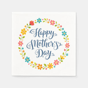 Simple Happy Mother's Day Floral Calligraphy    Napkins