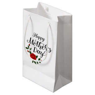 Simple Happy Mother's Day Floral Calligraphy    Small Gift Bag