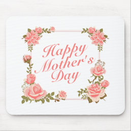 Simple Happy Mother&#39;s Day Floral Frame Mousepad