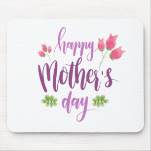 Simple Happy Mother's Day Floral Mouse Pad